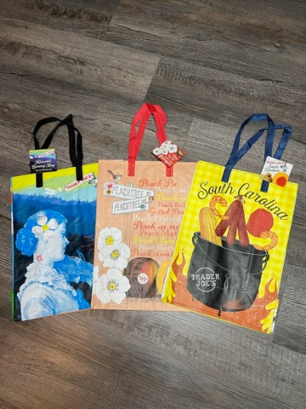 Set of 3 Trader Joe's Reusable Tote Bag North Carolina South Carolina Georgia